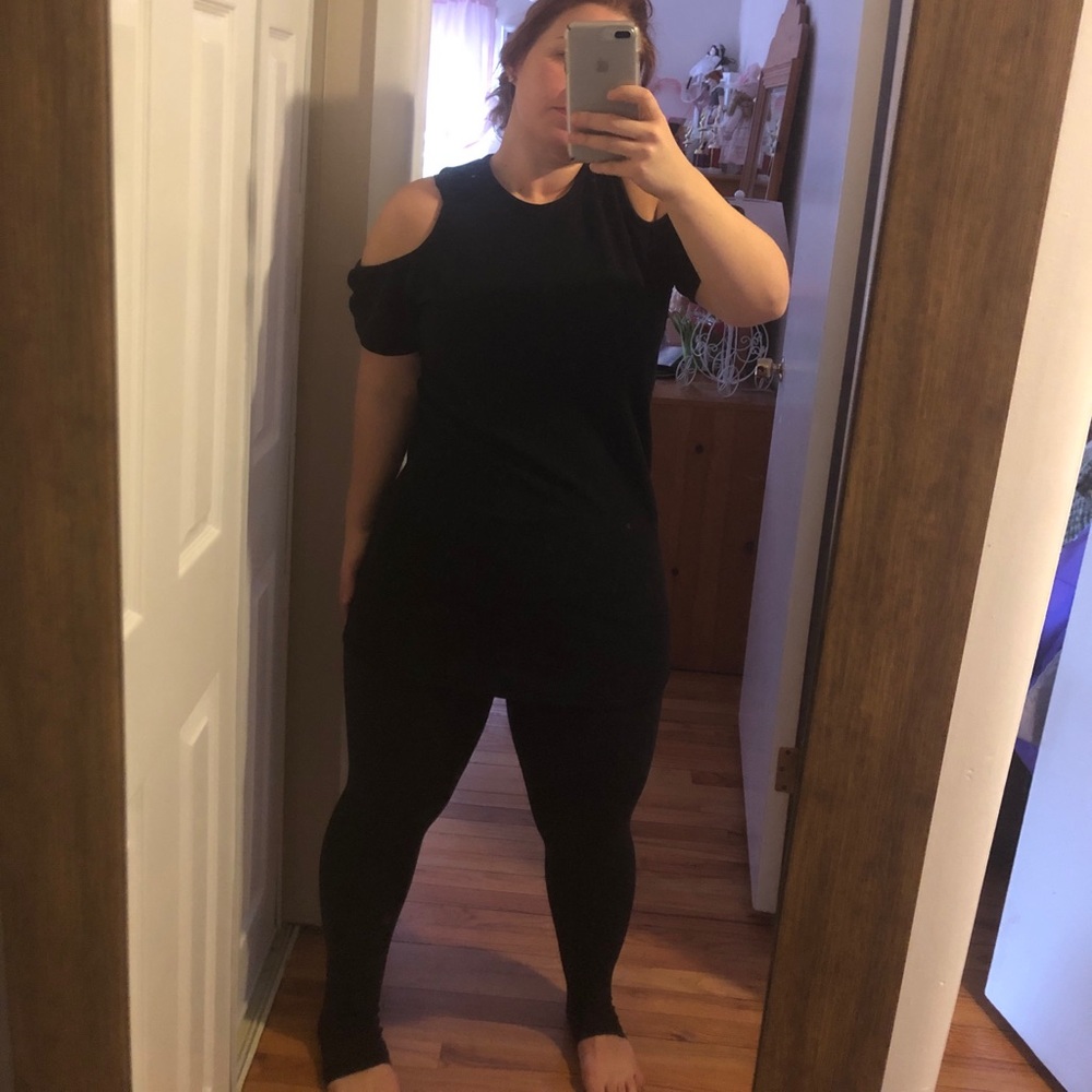 Black cold shoulder tunic
